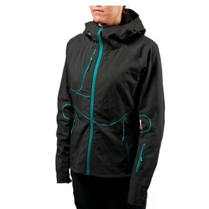 Stoic Welder Lo Softshell Jacket Women’s Sz S/4-6 Black Teal Hoodie Lightweight